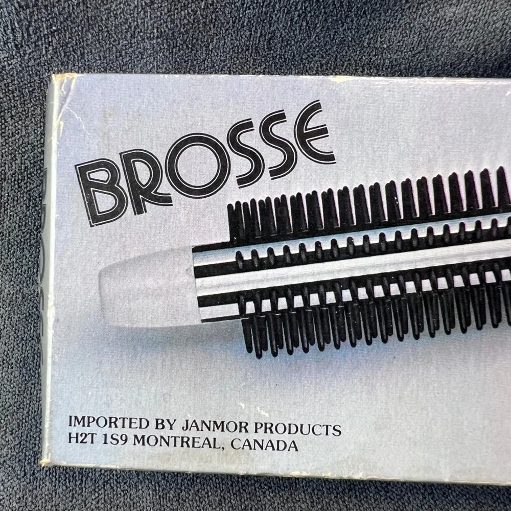 Vintage Brosse Electric Hair Styling Brush Model 1854 White Black Dual Heat NIB